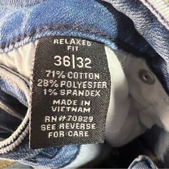 Rue 21 Womens Relaxed Fit Jeans Medium Wash Ripped Patchwork Size‎ 36/32 - Picture 6 of 7